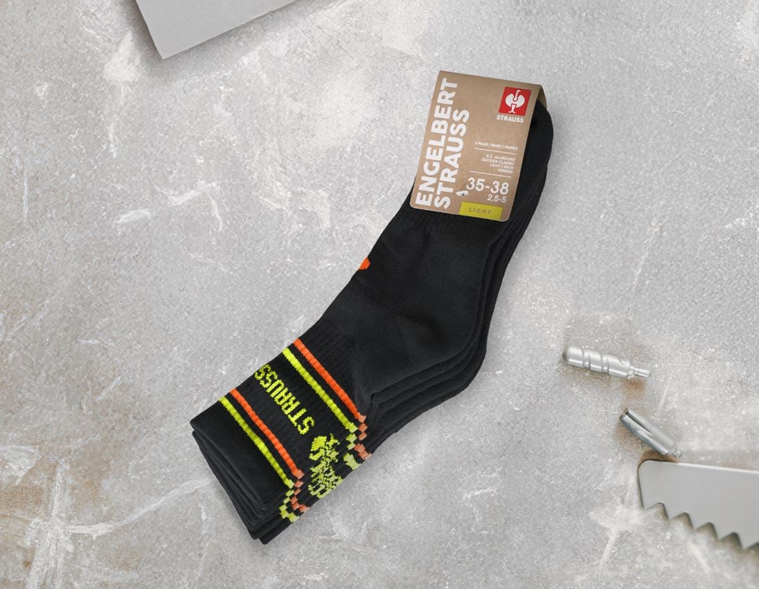 Accessoires: e.s. Allround Socken Classic light/high,Kinder,3er + schwarz/warngelb/warnorange 1