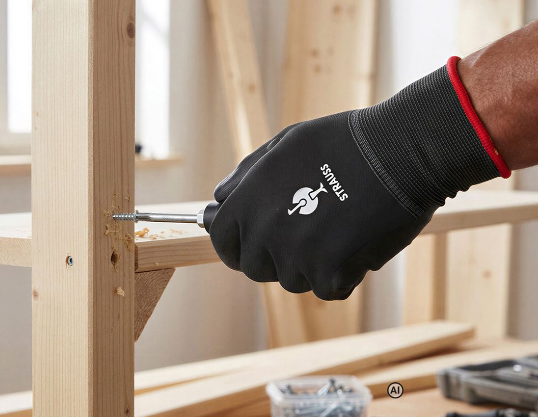 KI-generiert / modifiziert - Beschichtet: PU-Microhandschuhe + schwarz 1