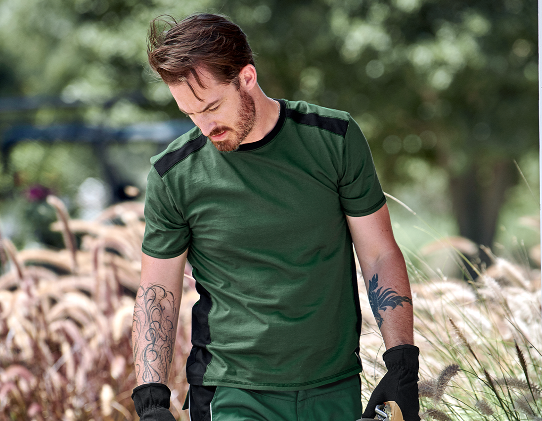 Galabau / Forst- und Landwirtschaft: T-Shirt cotton e.s.active + grün/schwarz