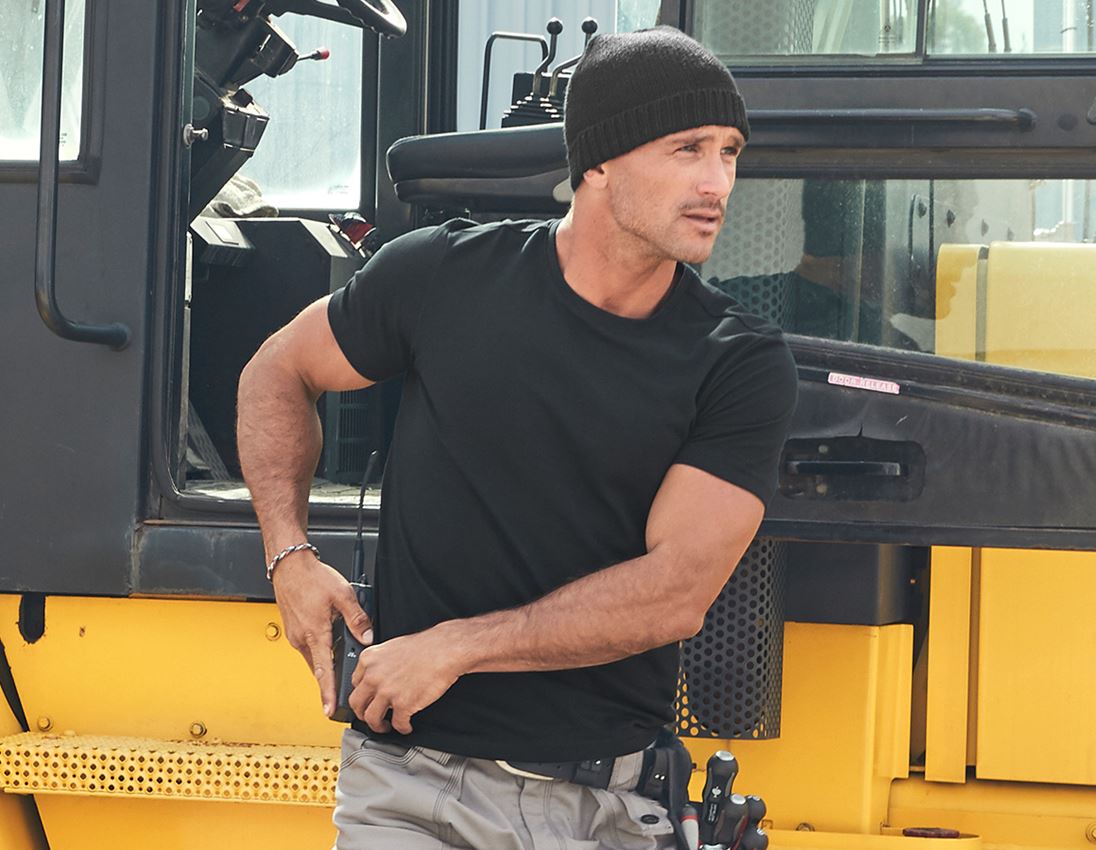 Hauts: e.s. T-shirt fonctionnel poly cotton + noir