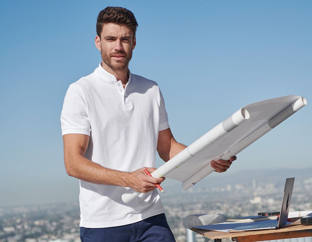 Hauts: e.s. Polo cotton Mandarin + blanc
