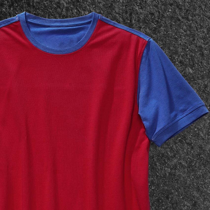 Hauts: e.s. T-shirt cotton stretch bicolor + rouge vif/bleu royal 2