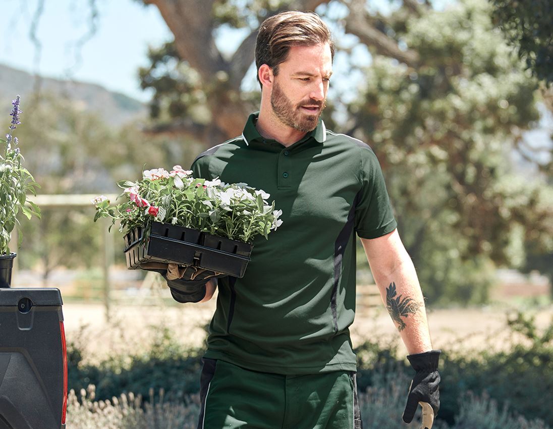 Hauts: e.s. Polo-shirt fonctionnel poly Silverfresh + vert/noir