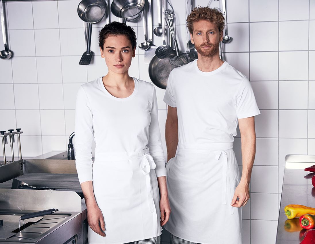 Hauts: e.s. Longsleeve cotton stretch, femmes + blanc 2