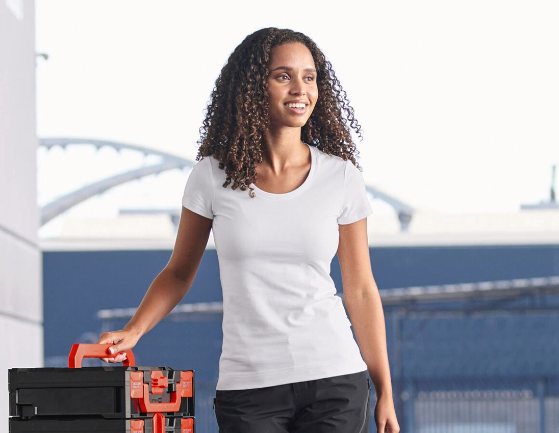 Themen: e.s. T-Shirt cotton stretch, Damen + weiß