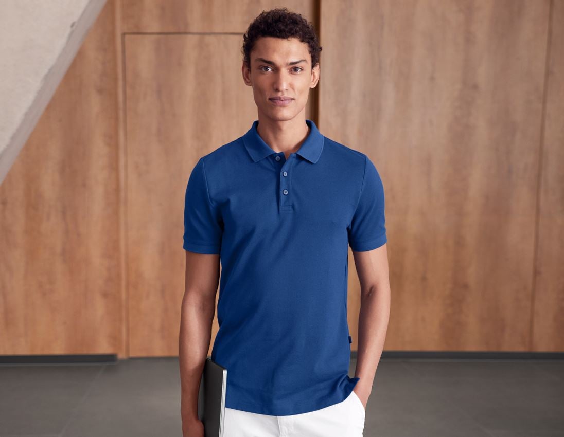 Thèmes: e.s. Pique-Polo cotton stretch + bleu alcalin