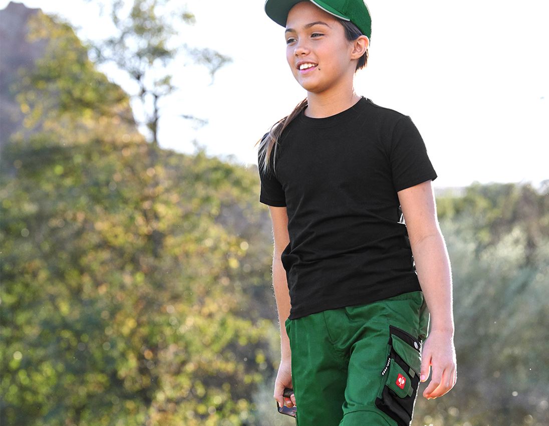 Hauts: e.s. T-shirt cotton stretch, enfants + noir 1