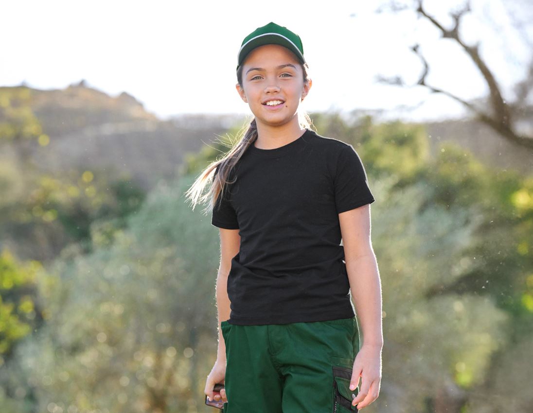 Hauts: e.s. T-shirt cotton stretch, enfants + noir