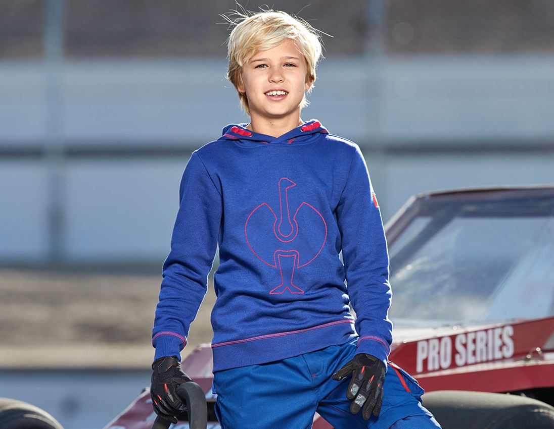 Shirts & Co.: Hoody-Sweatshirt e.s.motion 2020, Kinder + kornblau/feuerrot
