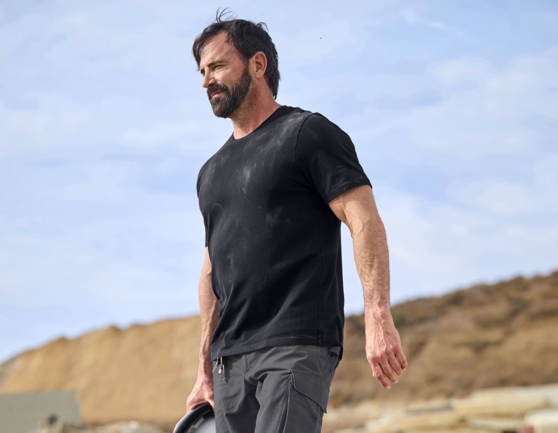 Shirts & Co.: e.s. Piqué-T-Shirt cotton light + schwarz 1