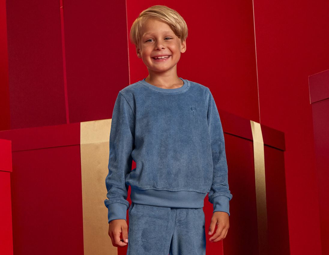 Hauts: e.s. Sweatshirt Terry, enfants + bleu nordique