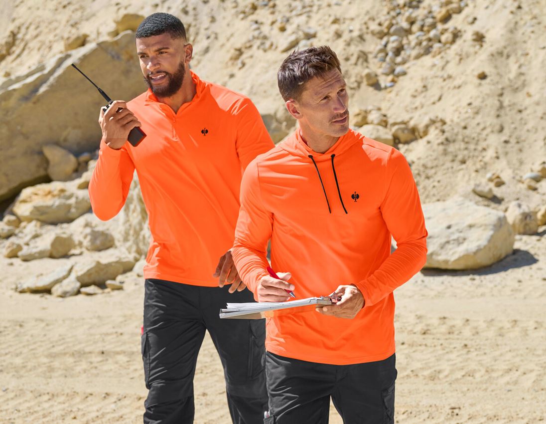 Shirts & Co.: Visibility Funktions Hoody-Longsleeve UV e.s.trail + warnorange/schwarz 3