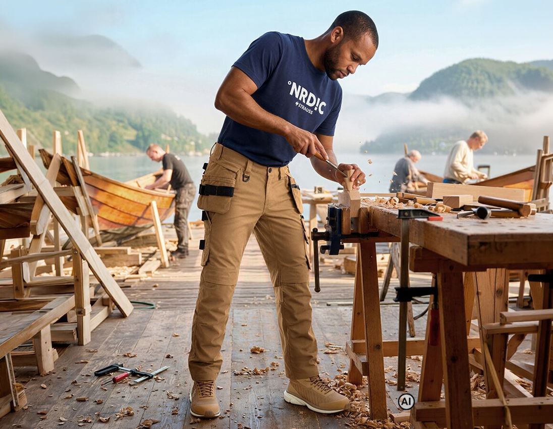 Généré / modifié par IA  - Hauts: T-Shirt heavy e.s.line.nordic + bleu foncé/blanc 1