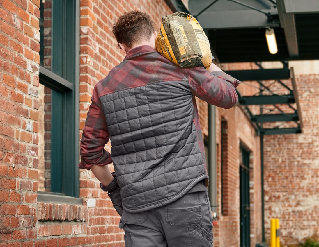 Hauts: Chemise à carreaux toute saison e.s.iconic + rouge oxyde/gris carbone 5