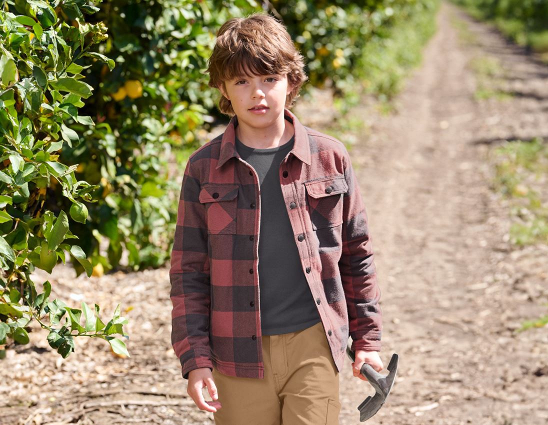 Hauts: Chemise à carreaux toute saison e.s.iconic,enfants + rouge oxyde/gris carbone