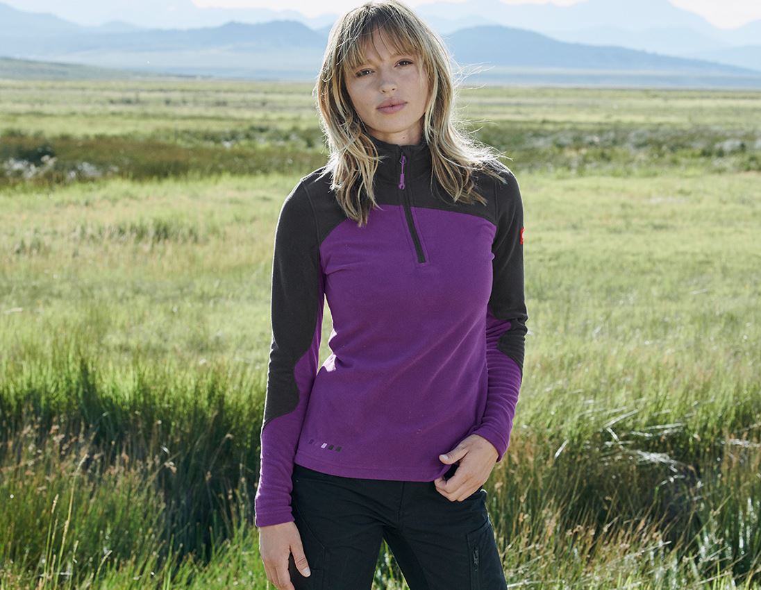 Themen: Fleece Troyer e.s.motion 2020, Damen + violett/graphit
