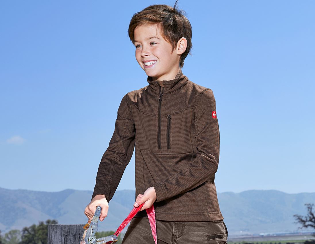 Hauts: Pull camionneur climacell e.s.dynashield, enfants + marron mélange