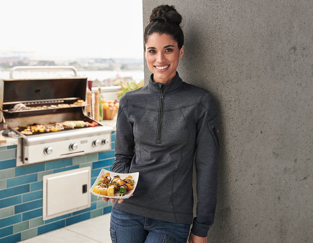 Hauts: Pull camionneur climacell e.s.dynashield,femmes + graphite mélange