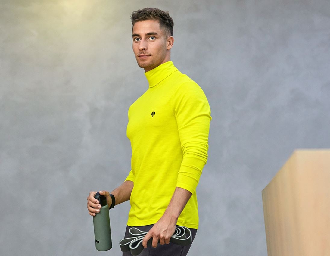 Shirts & Co.: Rollkragenshirt Merino e.s.trail + acidgelb/schwarz 2