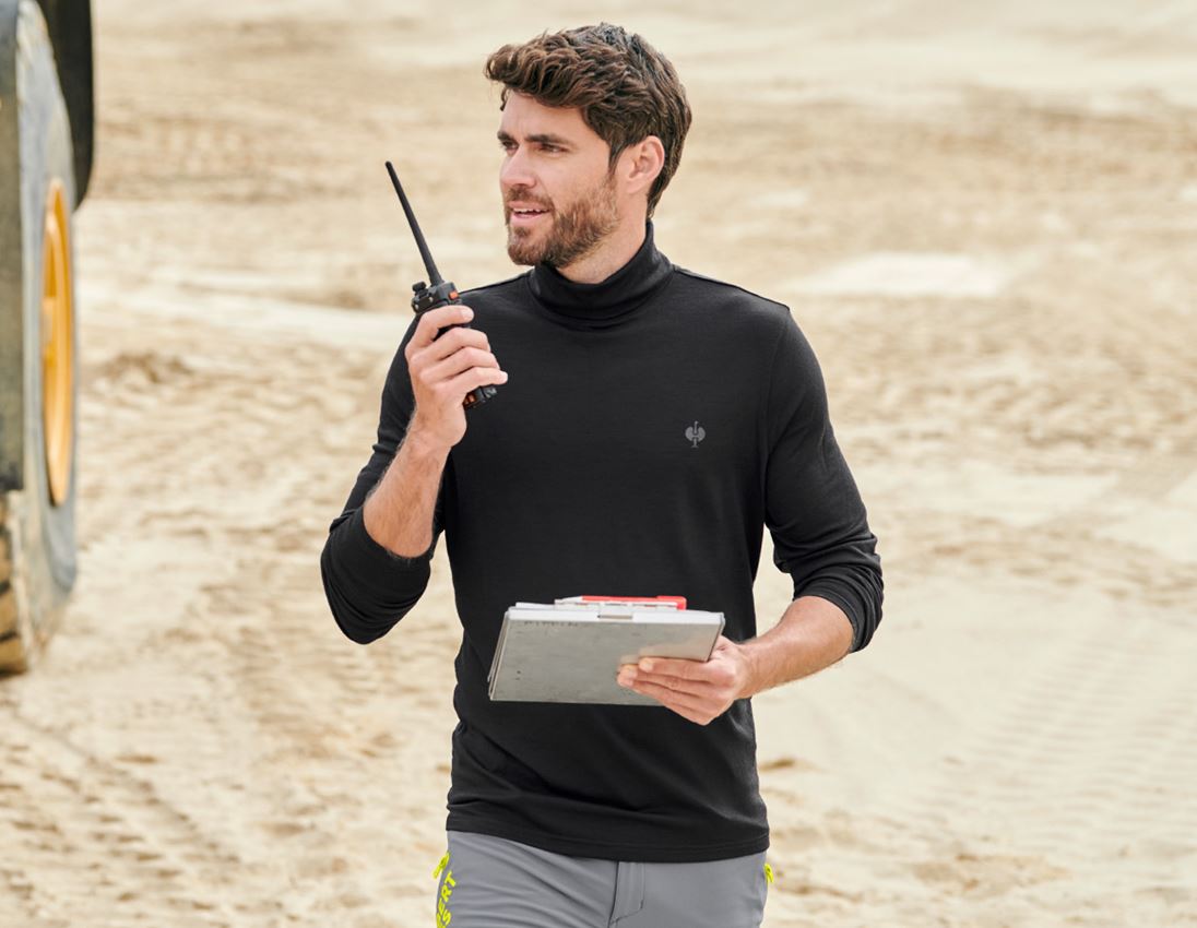 Themen: Rollkragenshirt Merino e.s.trail + schwarz