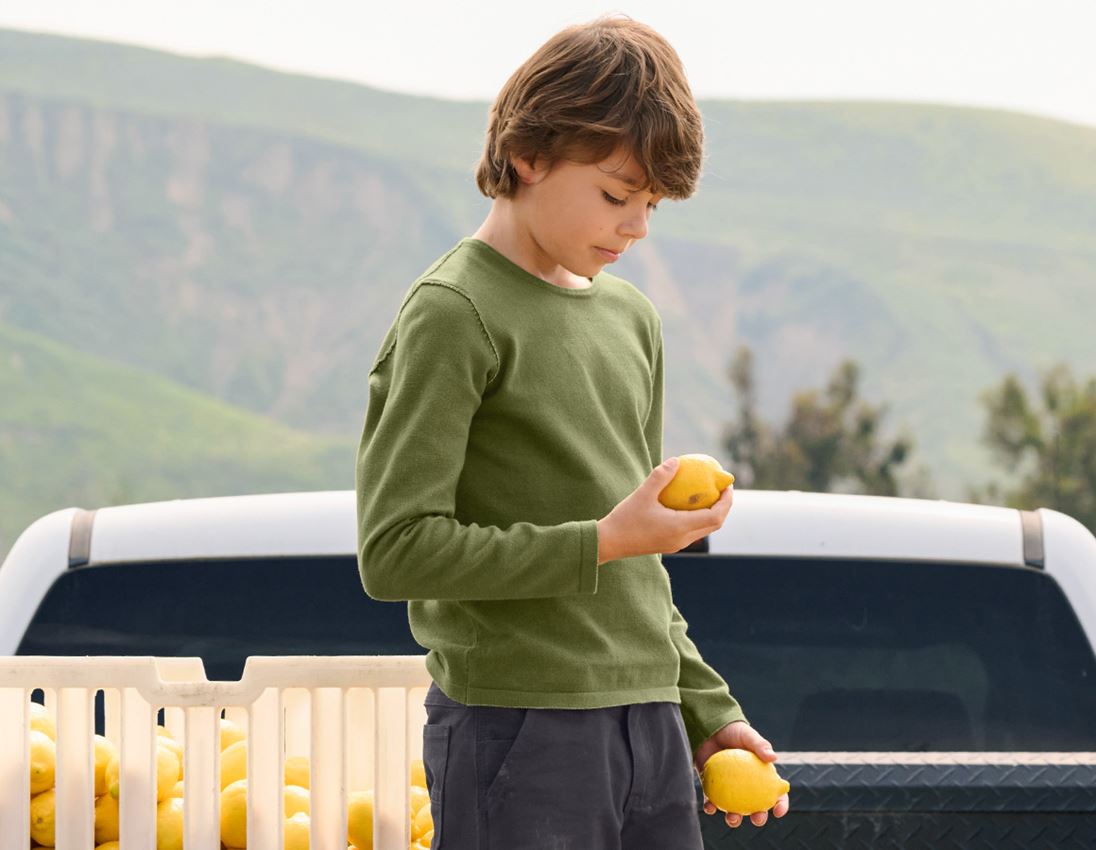 Hauts: Pullover à col rond e.s.iconic, enfants + vert montagne