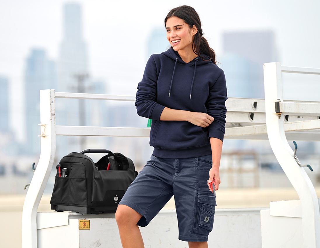 Hauts: e.s. Sweatshirt à capuche poly cotton, femmes + bleu foncé 1