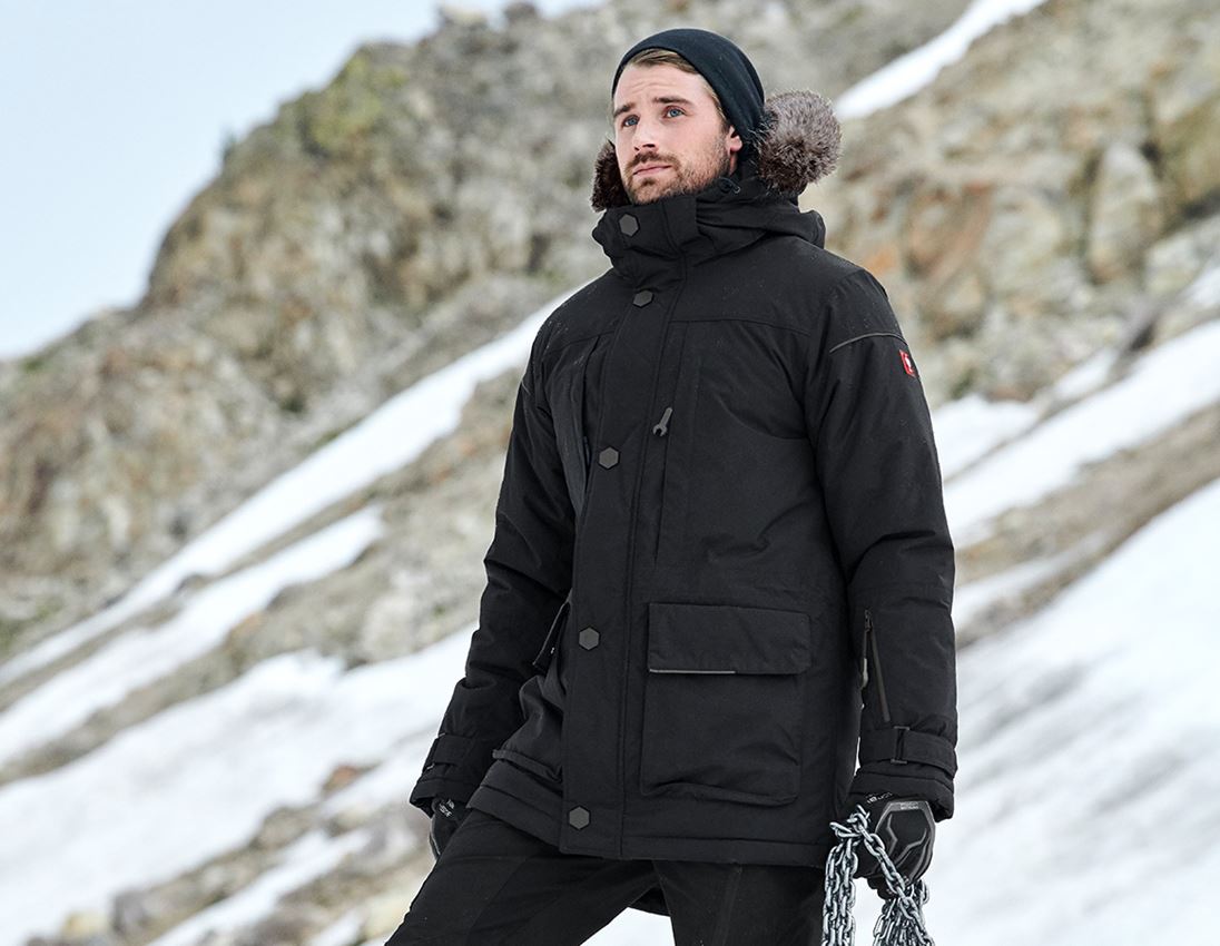 Vestes de travail: Parka d'hiver e.s.vision, hommes + noir