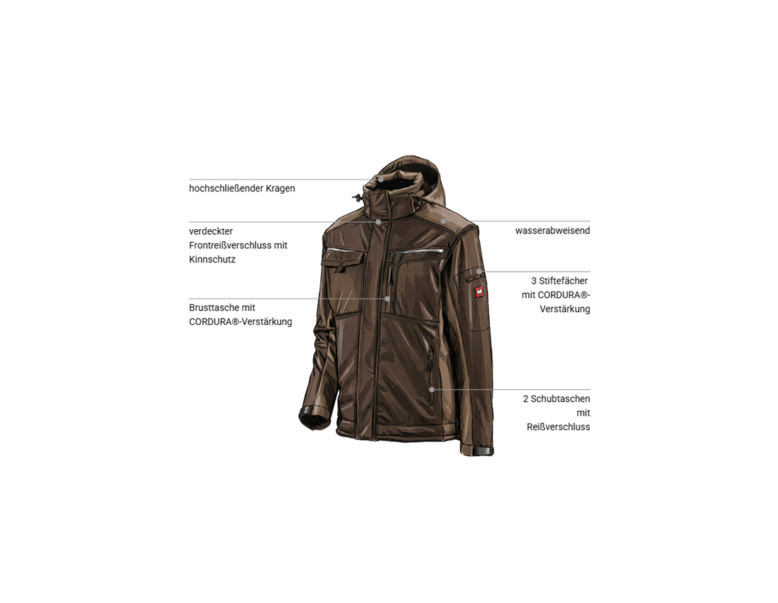 Arbeitsjacken: Softshelljacke e.s.motion + kastanie/haselnuss 1
