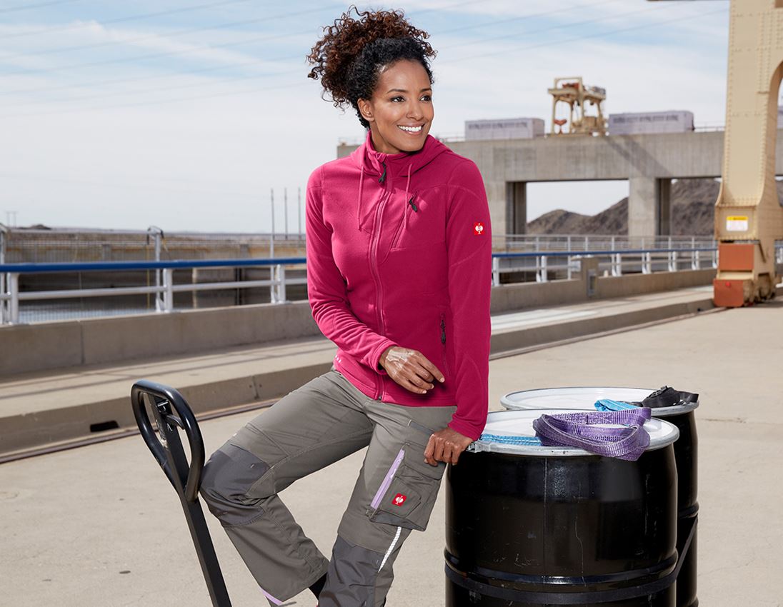 Jacken: Kapuzen Fleece Jacke e.s.motion 2020, Damen + beere