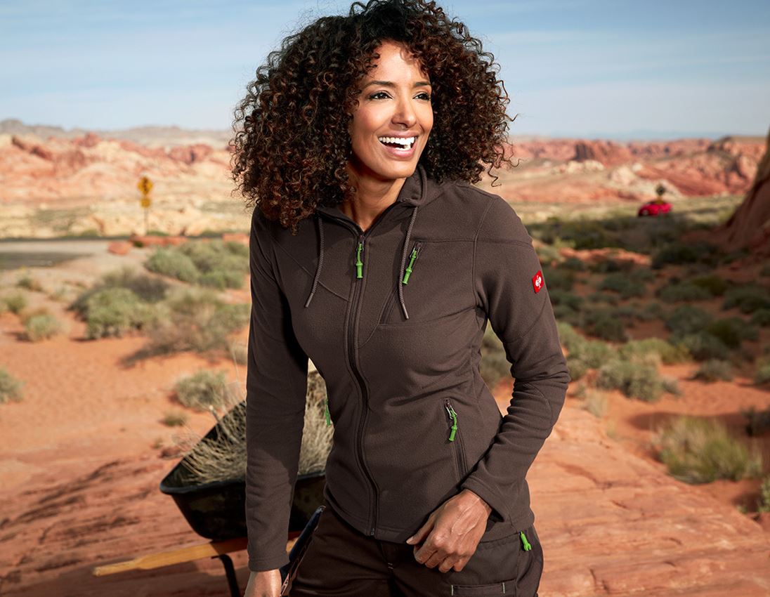 Jacken: Kapuzen Fleece Jacke e.s.motion 2020, Damen + kastanie