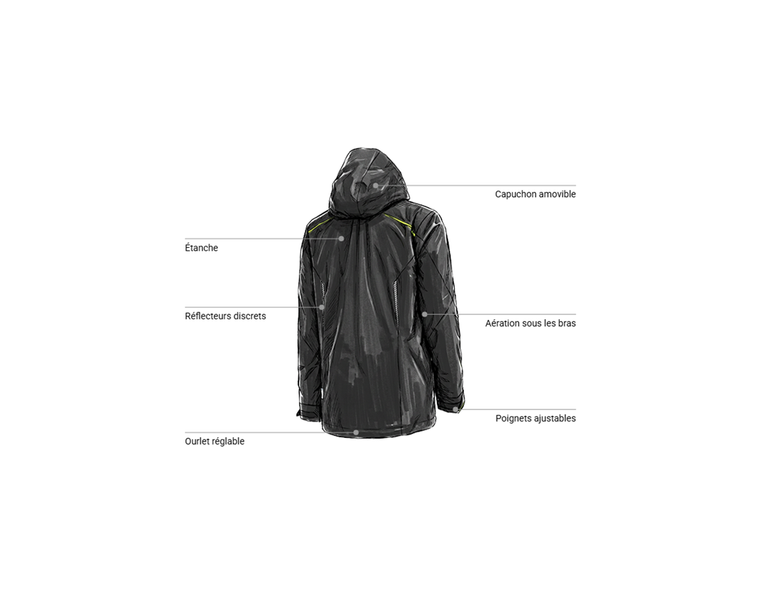 Vêtements: Veste de fonction 3 en 1 e.s.motion 2020, hommes + noir/jaune fluo/orange fluo 2