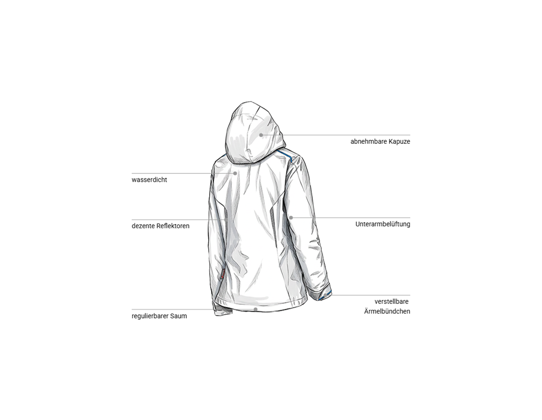 Bekleidung: 3 in 1 Funktionsjacke e.s.motion 2020, Damen + weiß/enzianblau 2
