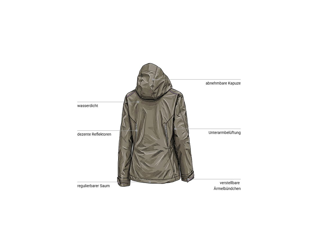 Bekleidung: 3 in 1 Funktionsjacke e.s.motion 2020, Damen + stein/lavendel 2