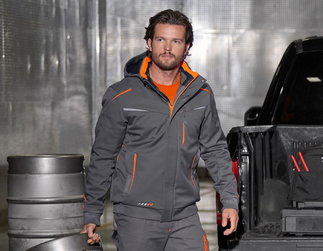 Vestes de travail: Veste softshell d'hiver e.s.motion 2020, hommes + anthracite/orange fluo