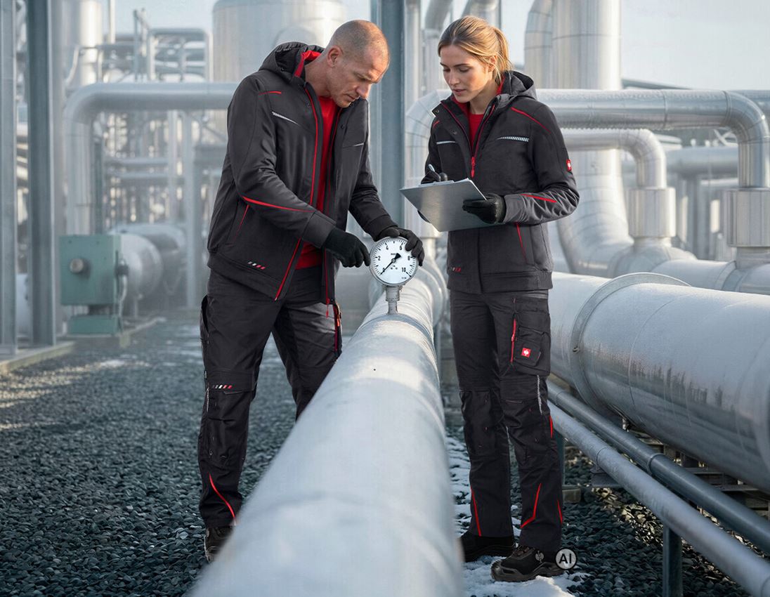 KI-generiert / modifiziert - Jacken: Winter Softshelljacke e.s.motion 2020, Damen + graphit/feuerrot 1