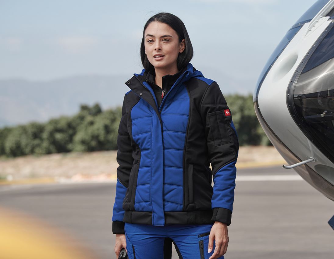 Vestes de travail: Veste softshell d'hiver e.s.vision, femmes + bleu royal/noir