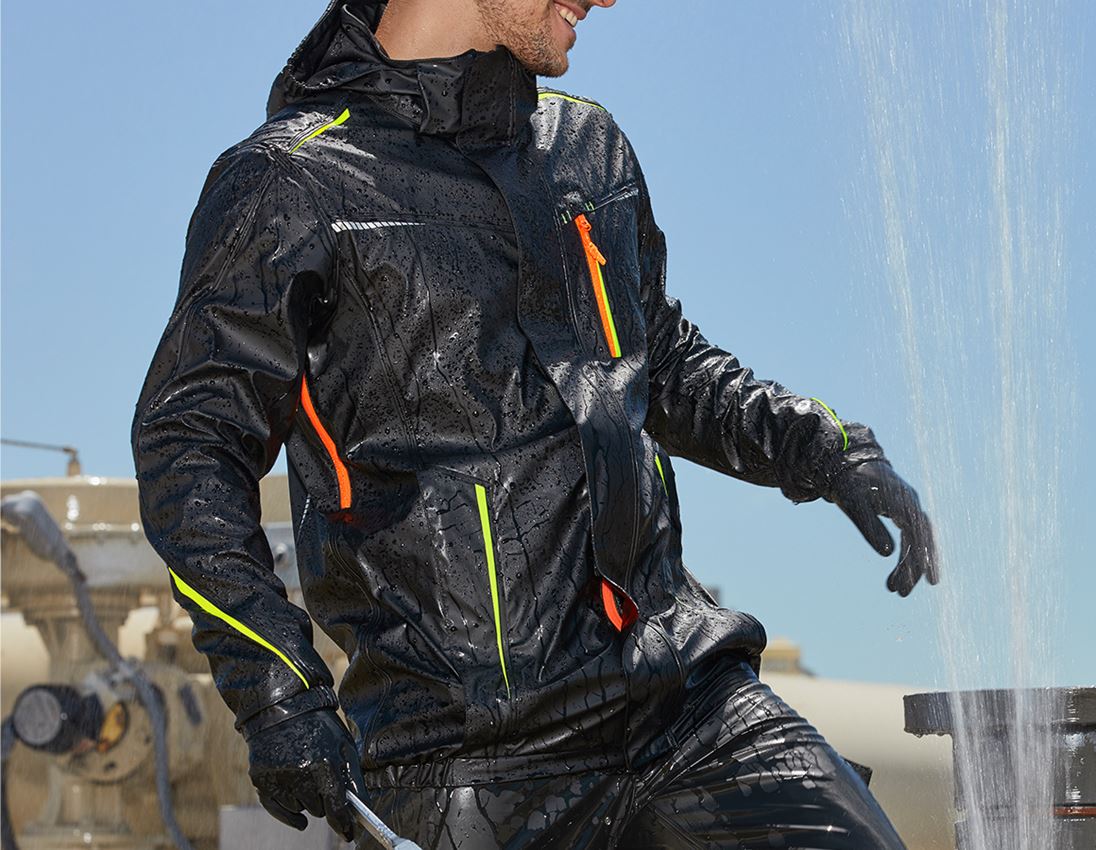 Jacken: Regenjacke e.s.motion 2020 superflex + schwarz/warngelb/warnorange 2