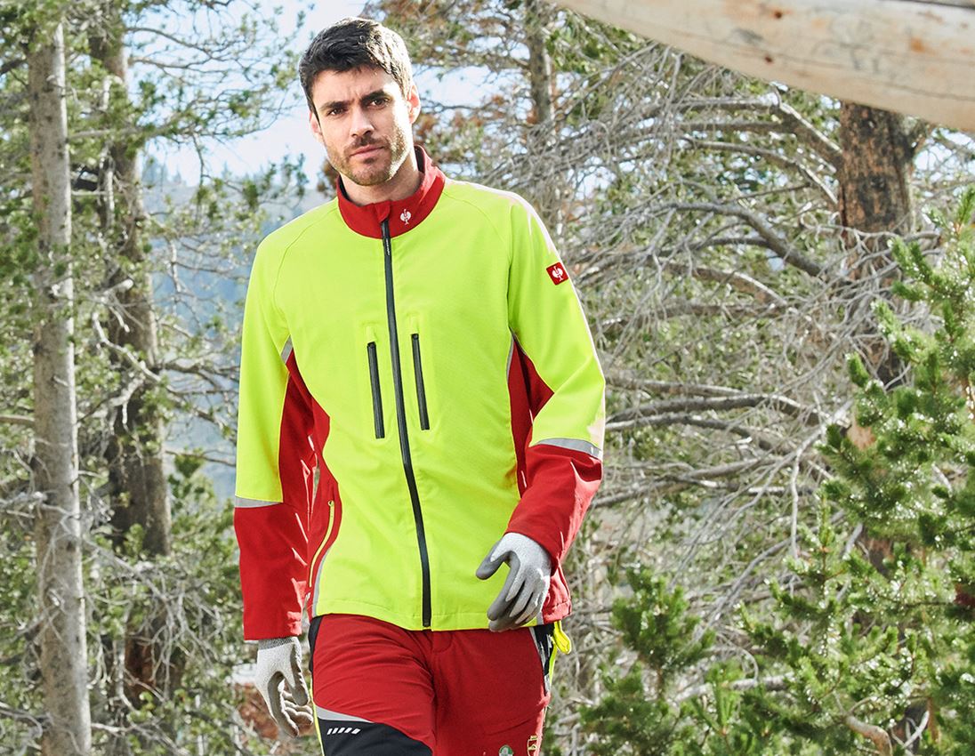 Vestes de travail: e.s. Veste forestière, KWF + rouge/jaune fluo