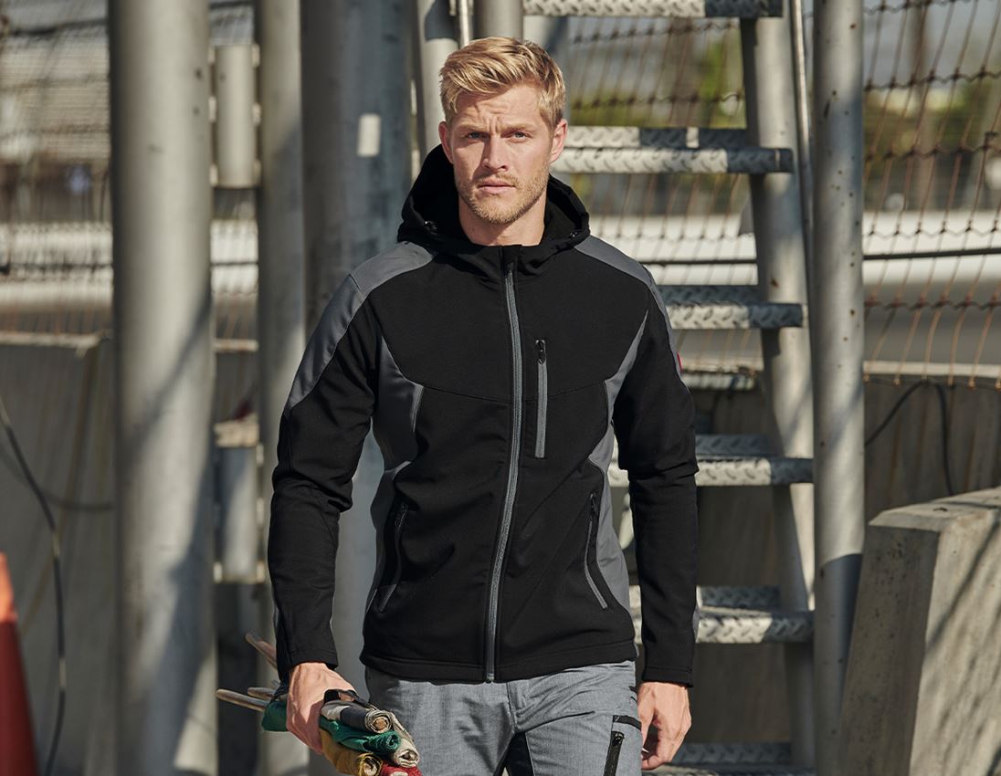 Jacken: Softshelljacke e.s.vision + schwarz/zement