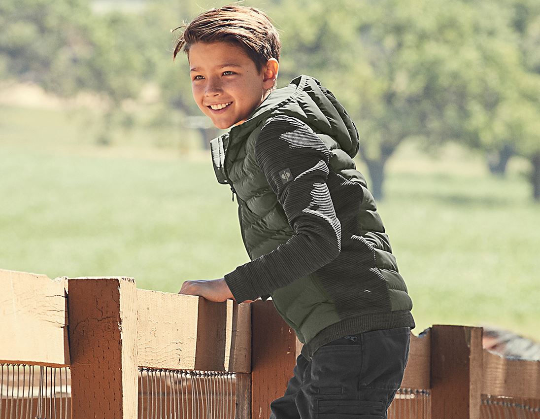 Vestes: Veste en tricot à capuche hybride e.s.motion ten + vert camouflage mélange