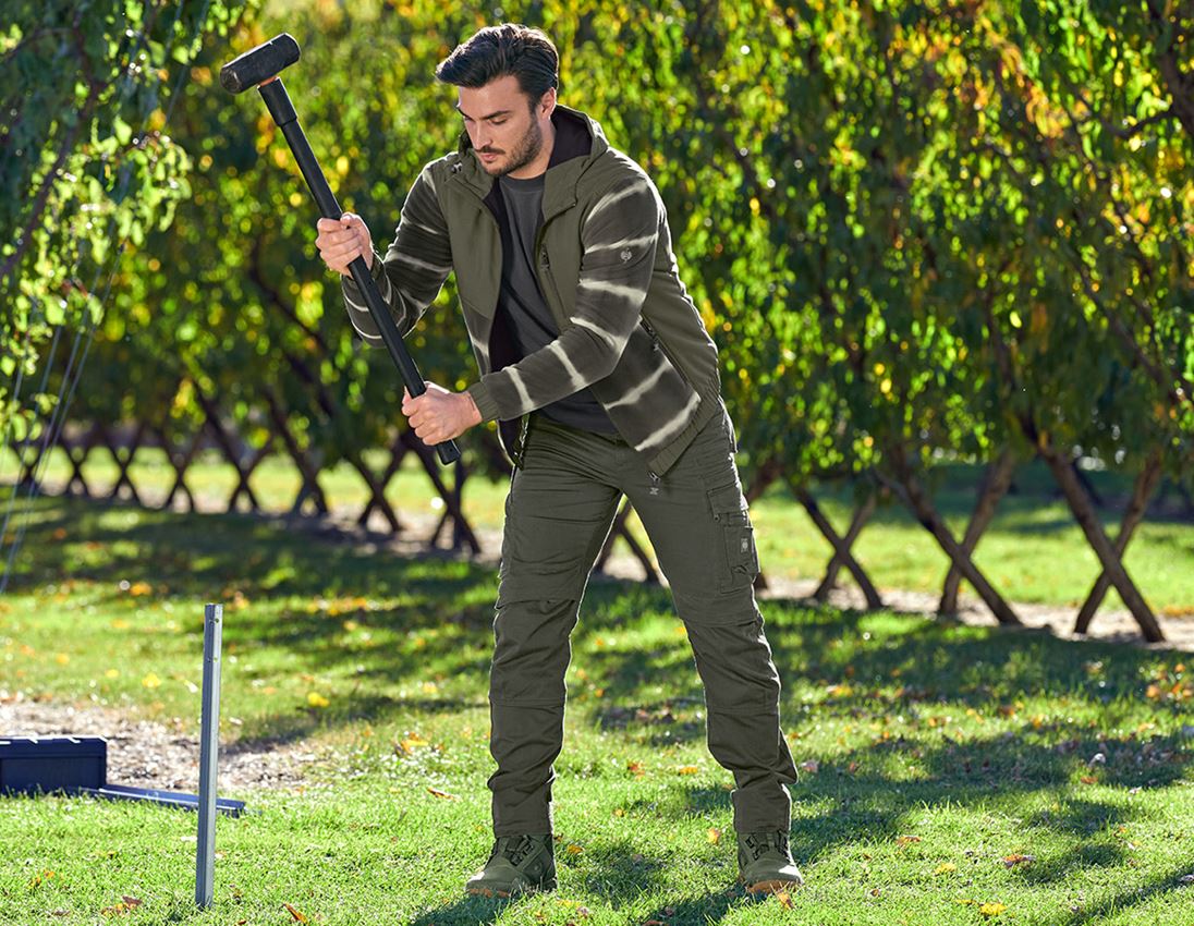 Jacken: Hybrid Kapuzenfleecejacke tie-dye e.s.motion ten + tarngrün/moorgrün 1