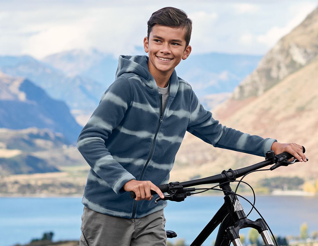 Jacken: Kapuzenfleecejacke tie-dye e.s.motion ten, Kinder + schieferblau/rauchblau