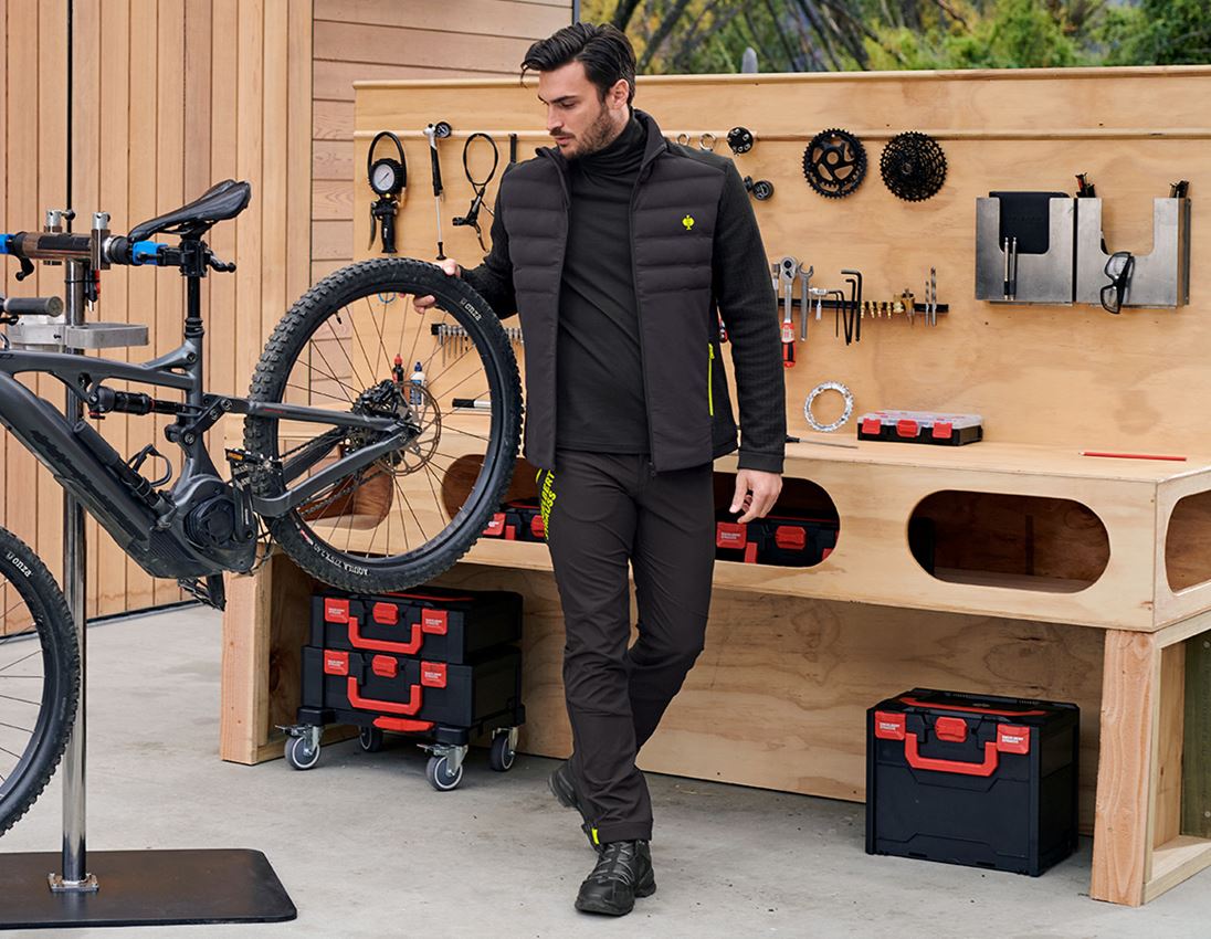 Vestes de travail: Veste en tricot hybride e.s.trail + noir/jaune acide 1