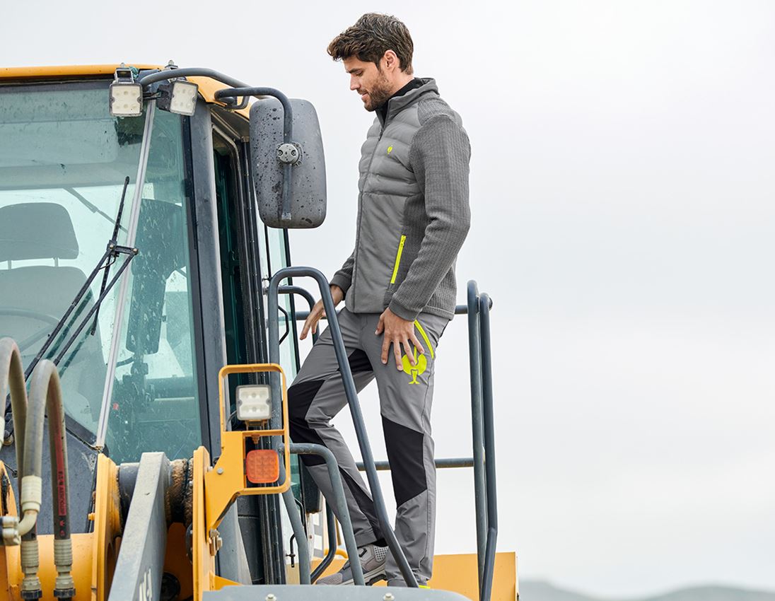 Jacken: Hybrid Strickjacke e.s.trail + basaltgrau/acidgelb 1