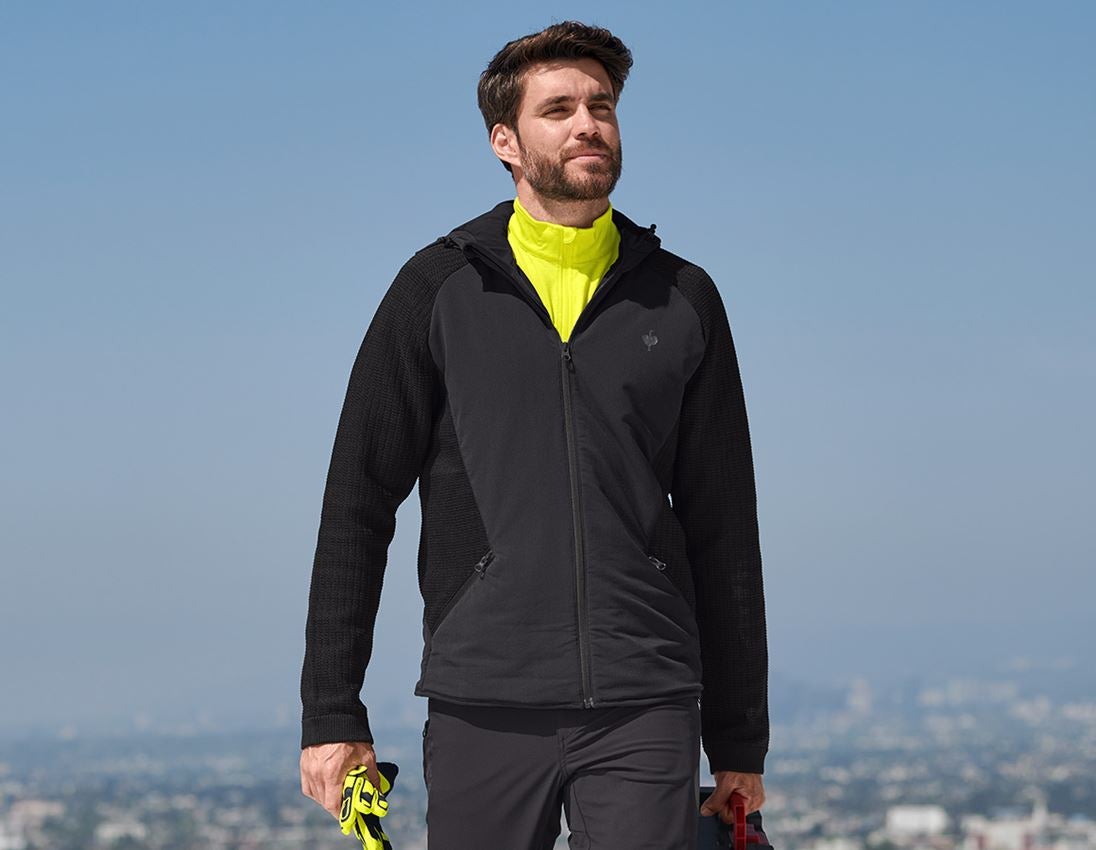 Vestes de travail: Veste en tricot à capuche hybride e.s.trail + noir