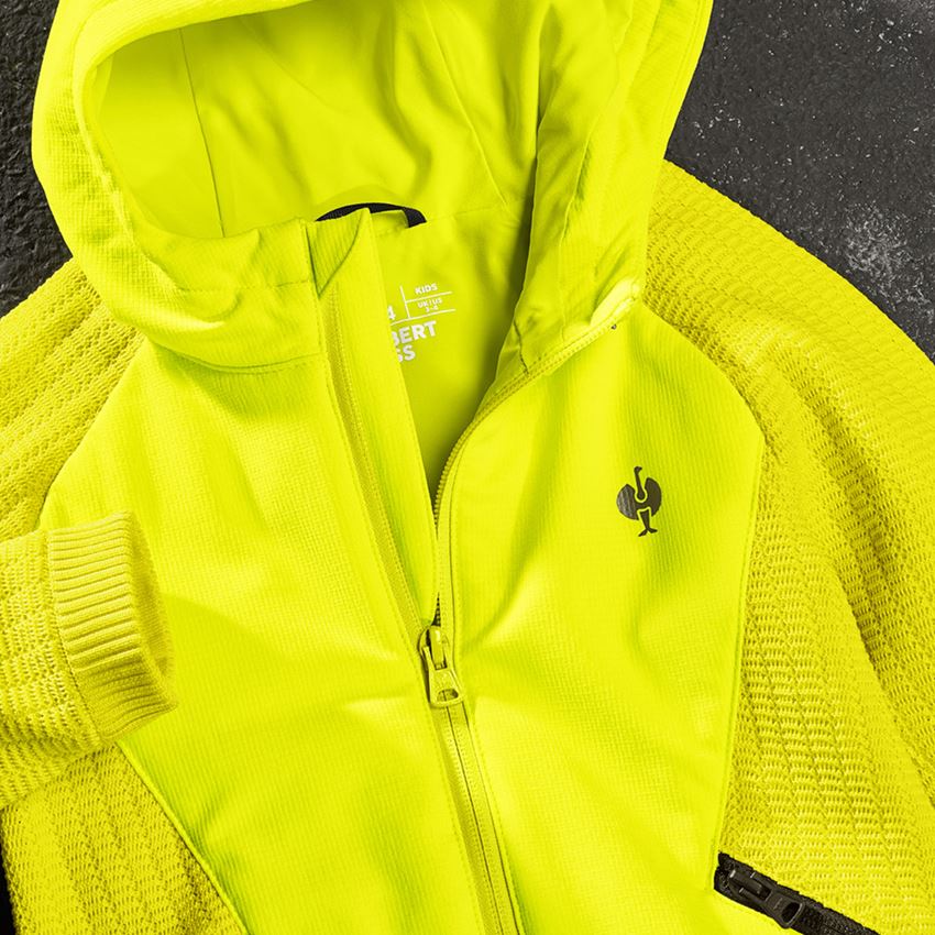 Vestes: Veste en tricot à capuche hybride e.s.trail,enfant + jaune acide/noir 2