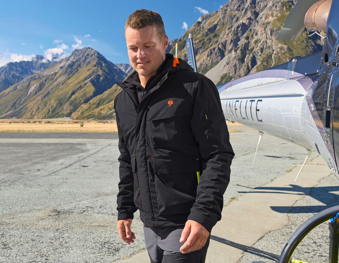Vêtements: Veste d'hiver e.s.trail + noir/anthracite/orange fluo/jaune fluo
