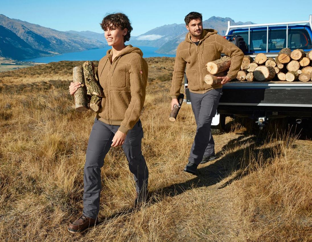 Vestes de travail: Veste à capuche fibre polaire e.s.e:pic, femmes + brun amande 3