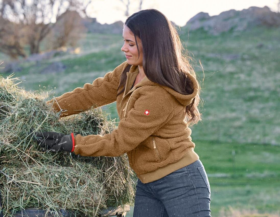 Vestes de travail: Veste à capuche fibre polaire e.s.e:pic, femmes + brun amande 1