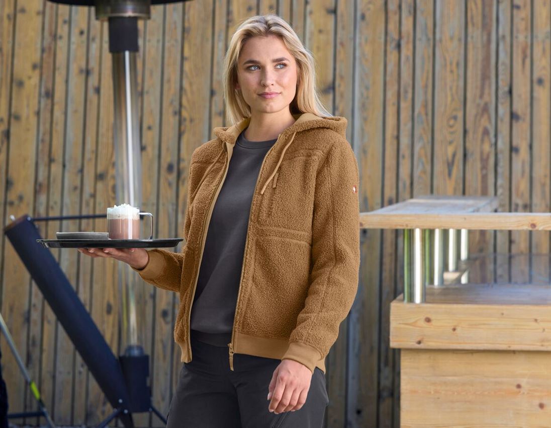 Vestes de travail: Veste à capuche fibre polaire e.s.e:pic, femmes + brun amande 4